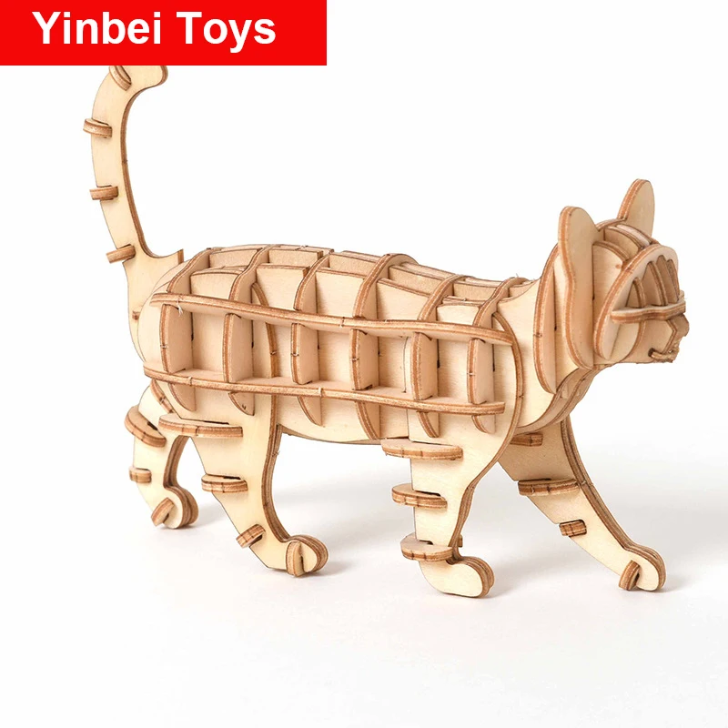 Деревянная игрушка-кот для мальчиков подарок мальчика 3D Обучающие игрушки