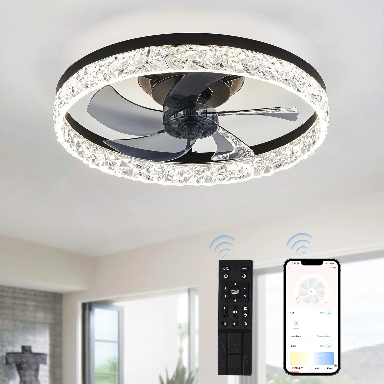 Modern LED Ceiling Fan Lamp Remote Control Smart Fan Lighting For Living Room Bedroom Restaurant Home Interior Light