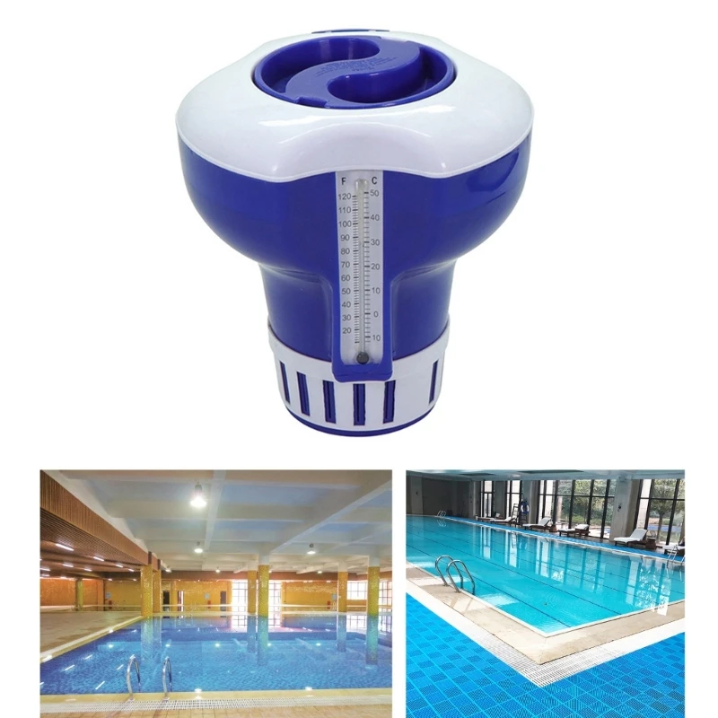 

Floating Pool Chemicals Dispenser with Built-in Thermometer Pool Chlorine Floater Dispenser Chlorine Tablet Dispenser