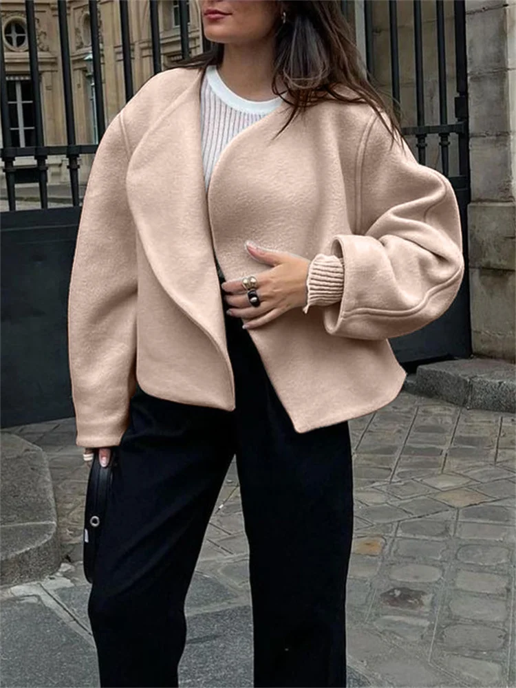 Casual Lapel Cardigan Top Women's Long Sleeve Fashion Patchwork Elegant Loose Solid jackets Female Autumn Outwear Cardigan