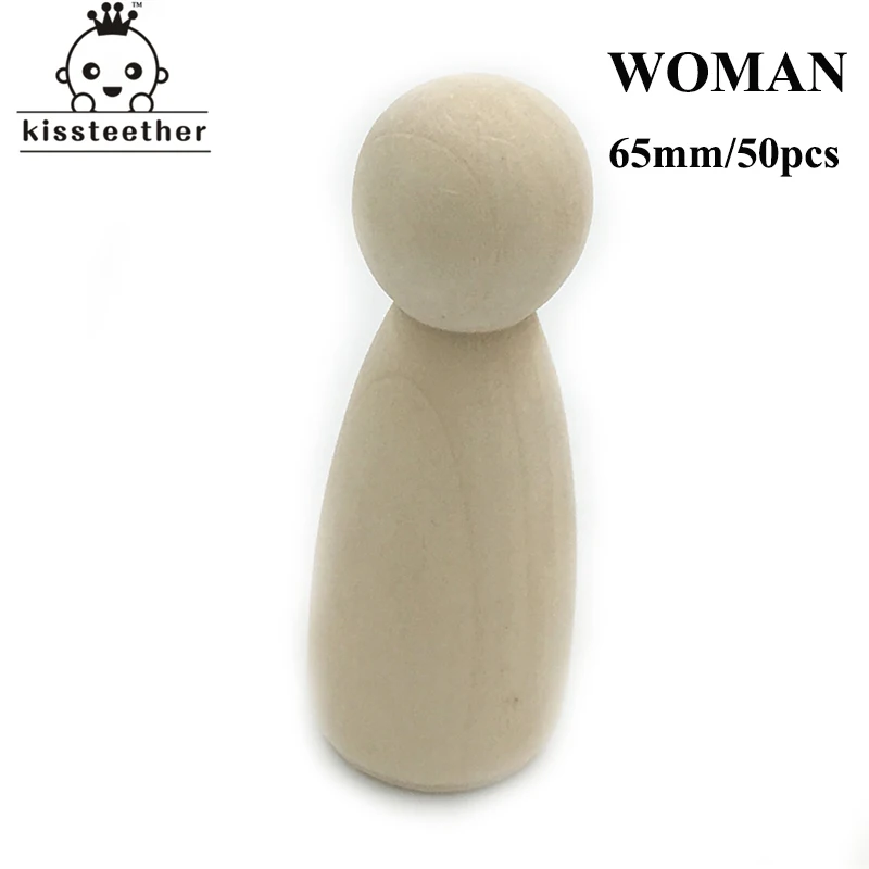 10pc Wooden Doll 65mm-35mm Wooden Blank Peg Dolls Girl Boy DIY