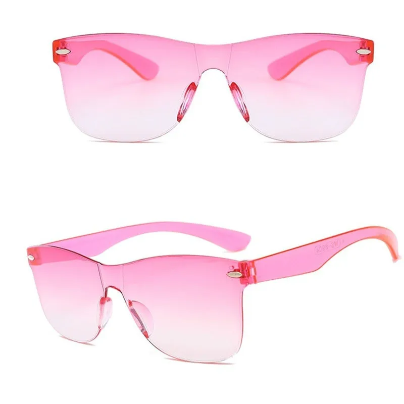 Summer Sunglasses Eyewear Sun Men Shades Integrated Fashion Women Rimless Rectangle Sun Glasses UV400 1PC Candy Color Sun Glass