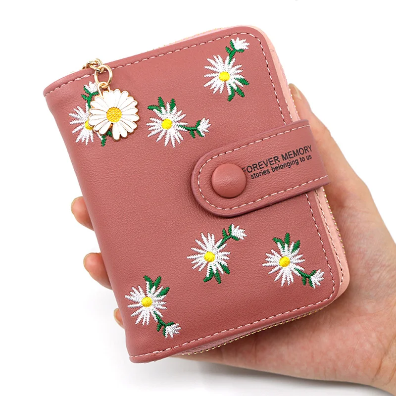 

Wallet Women Short Zipper Coin Purse Embroidery Card Holder Clutch Purses Luxury Designer Hasp Small Wallets carteras para mujer