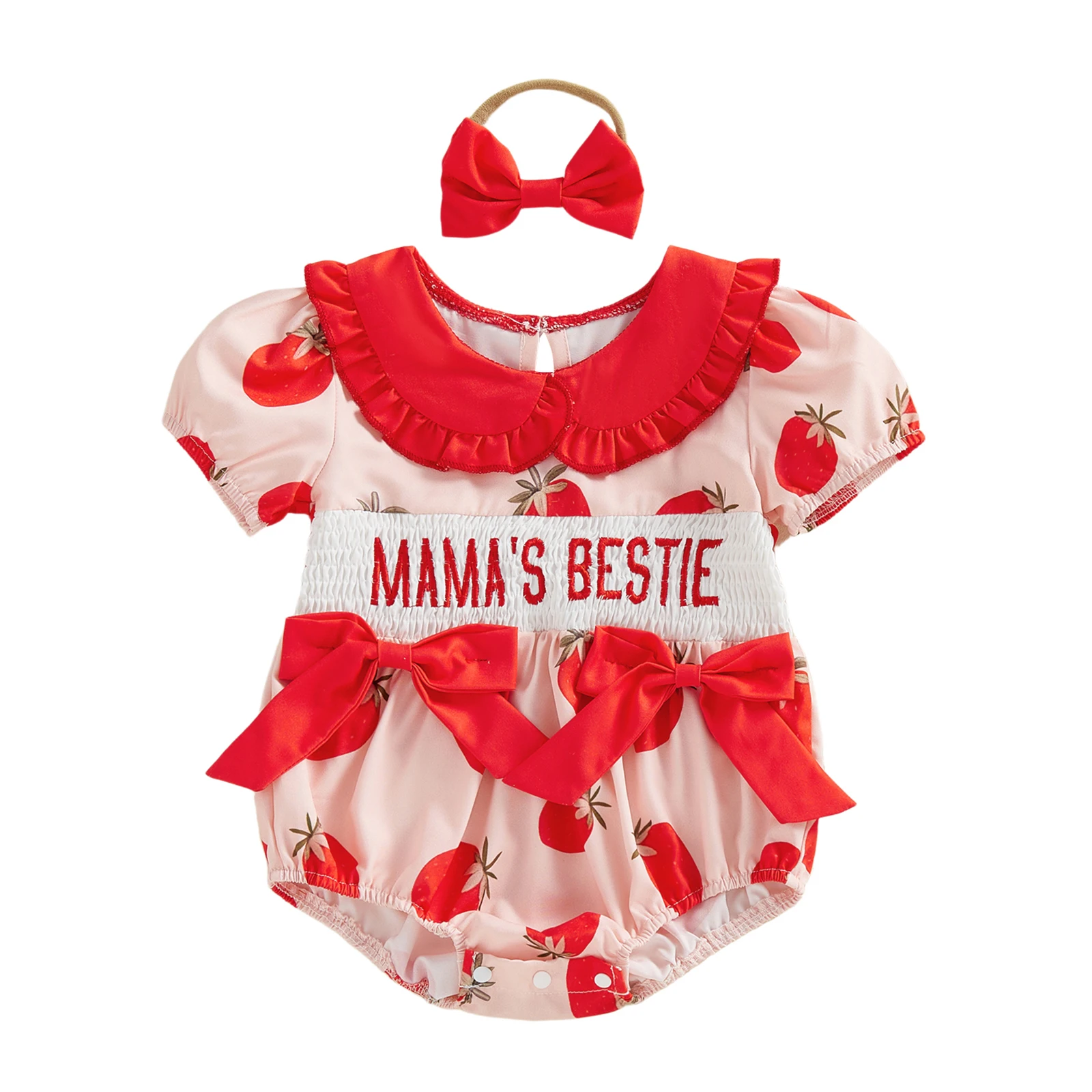 Infant Girl Floral Print Ruffle Sleeve Romper Jumpsuit Newborn Summer Bodysuit Playsuit with Bow Headband Set