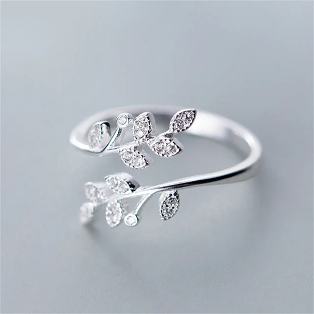 Minimalist Geometric Silver Color Finger Rings For Women Fashion Hug Leaf Flower Branch Feather Cross Opening Ring Party Jewelry