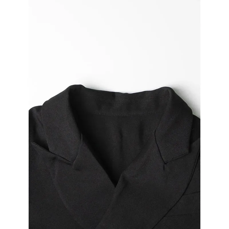 Hollow Out Backless Blazers Women Notched Collar Long Sleeve Solid Straight Spliced Lace Up Sexy Female New launched dress