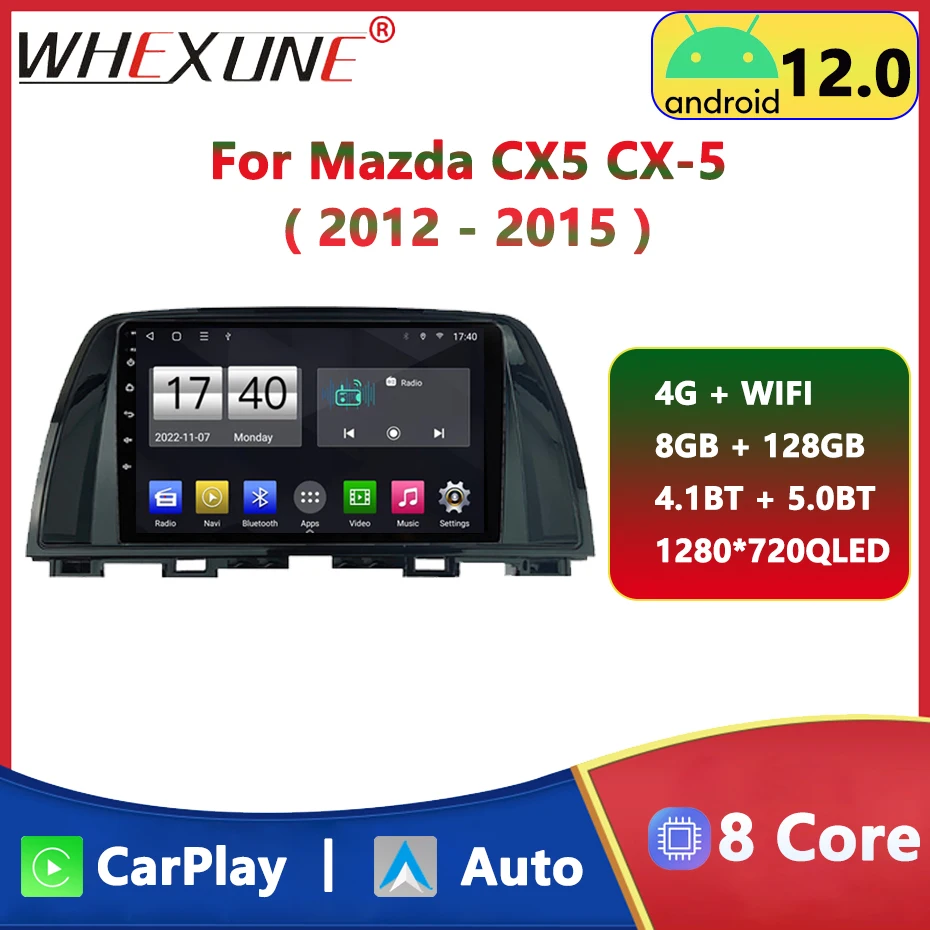 

Автомобильный радиоприемник 4G 2Din Android 12, мультимедийный видеоплеер для Mazda CX5 CX-5 CX 5 2012-2015, навигация, BT, GPS, стерео, беспроводной Carplay