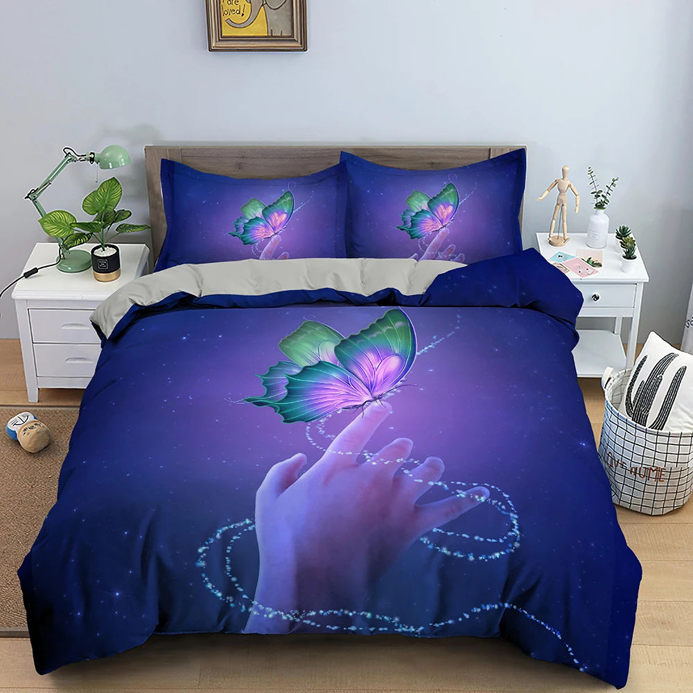 

3D Animal Butterflies Bedding Set Luxury Duvet Cover Set King Queen Quilt Cover For Bedroom 2/3Pcs Home Decoration