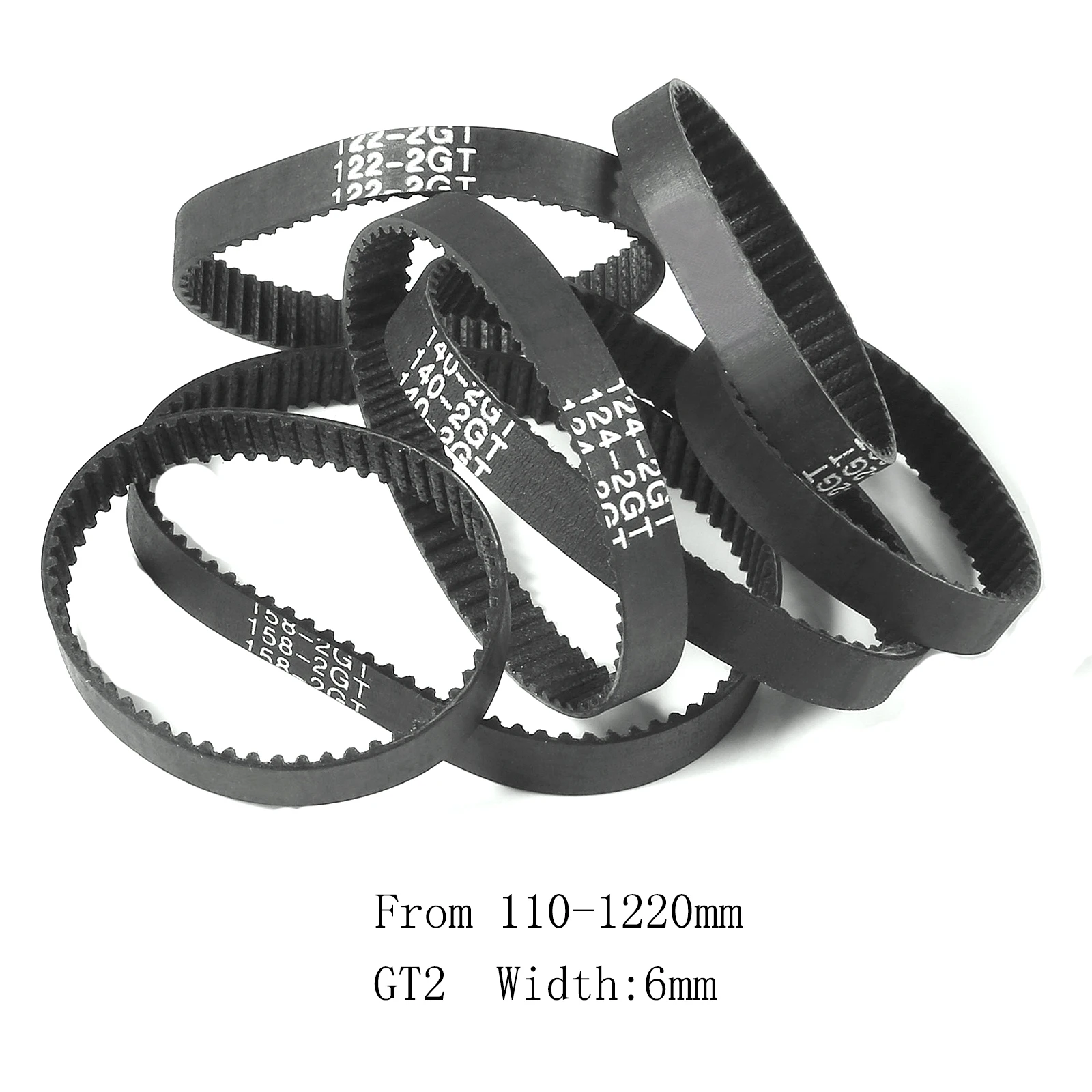 GT2 Closed Loop Timing Belt 2GT-6mm Transmission Belt 110 112 122 158 200 280 300 400 610 852 1220mm Synchronous Belts Part