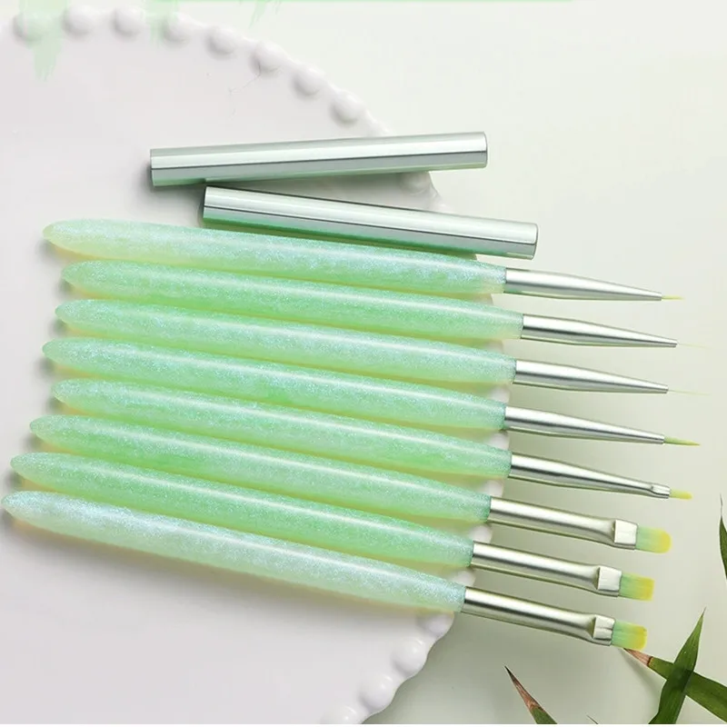 1PCS Green Nail Brush Nail Art Brush Line Painting Brushes Crystal Acrylic Thin Liner Drawing Pen 5