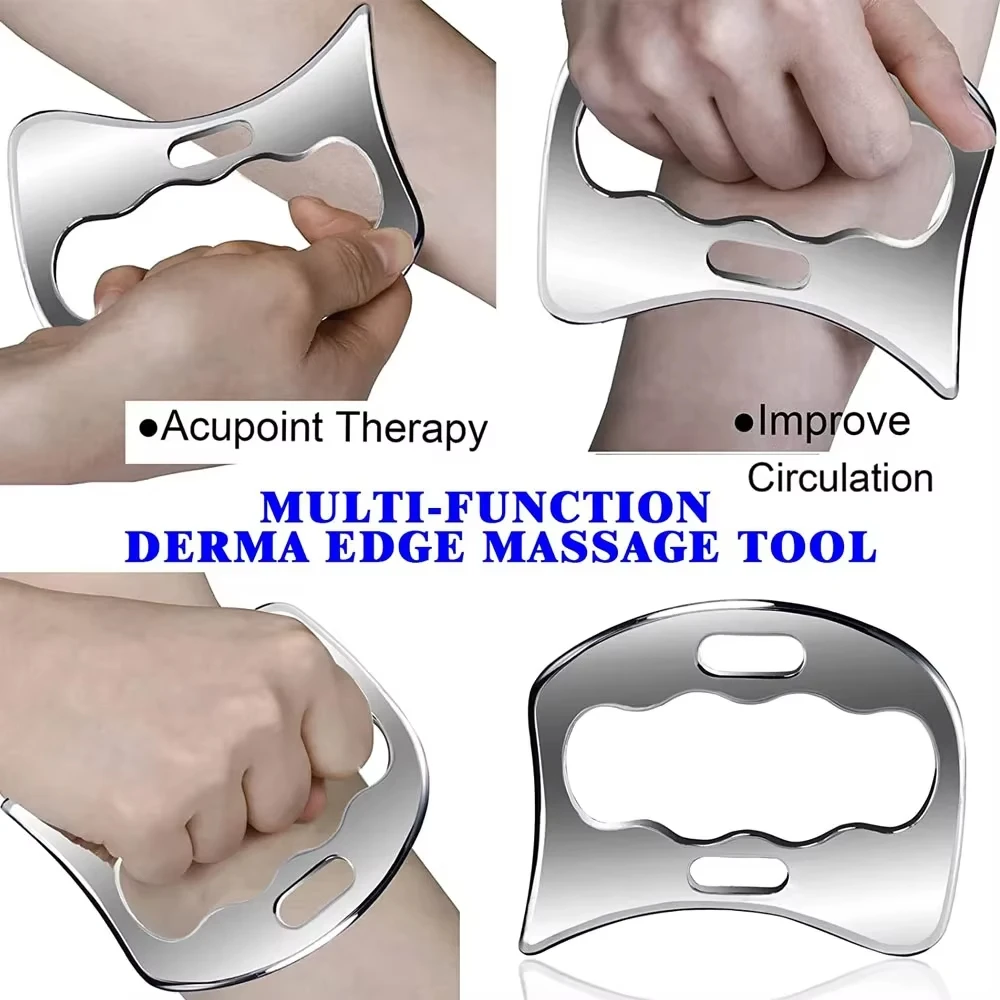 Stainless Steel Gua Sha Massage Tools Muscle Scraper Tool,Graston Tool Set for myofascial Release,Scar Tissue Massager for Back 4
