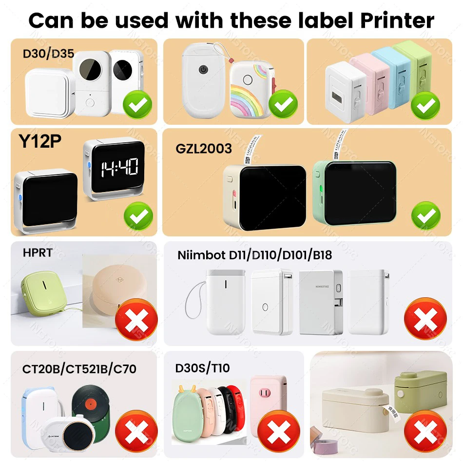 Mini Label Maker Self-adhesive Portable Thermal Printer Wireless Inkless Logo Sticker Print with White Color Cable Paper Roll