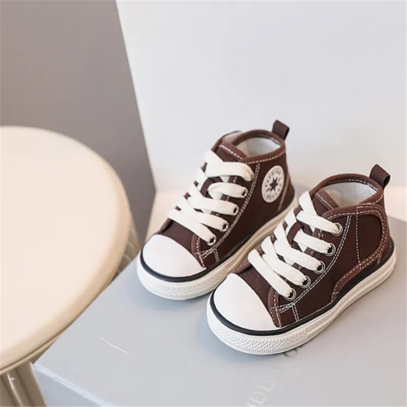 2024 New Baby Shoes Canvas High-help Toddler Kids Casual Shoes Soft Rubber Sole Fashion Little Boys Girls Sneakers 3