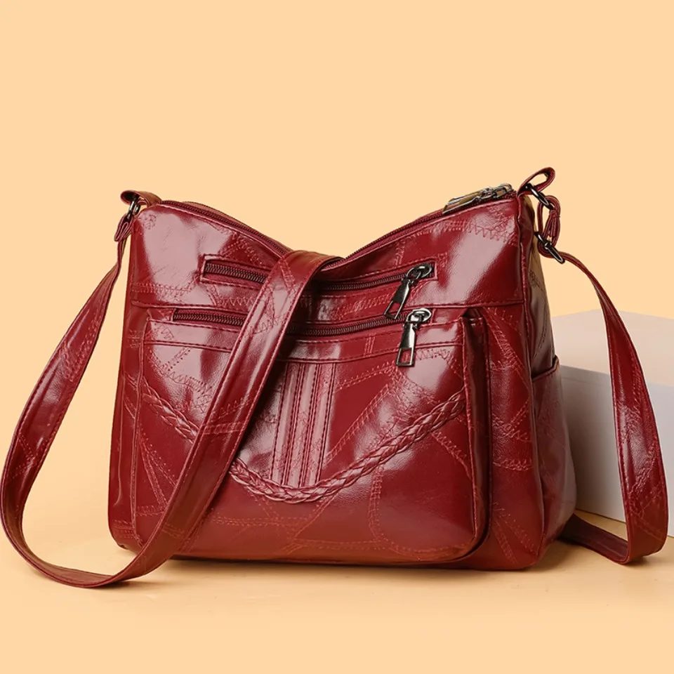 Women's Bags Light Multi-pocket Design Ladies Crossbody Shoulder Bags Vintage Pu Leather Purses Handbags