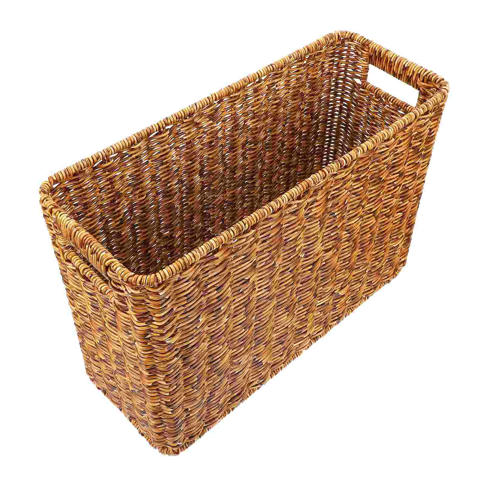 

Nuobesty Japanese Decor Woven Storage Basket Rectangular Wicker Baskets Natural Woven Hyacinth Magazine Storage Organizer Bin