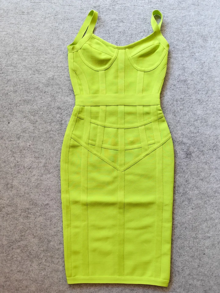 green emerald velvet dress Neon Green Pip Bandage Dress main image 1