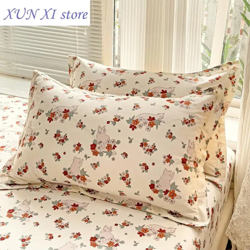 

New Floral Style Pillowcase Home Bed Pillowslip Cotton Pillow Cover capa de almofada 2pcs Rectangle Cushion Covers 48x74cm