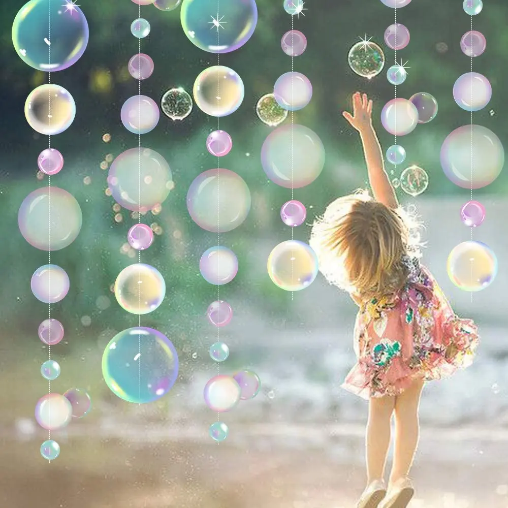 

PVC Bubbles Banner Hanging Flags Sea Fish Summer Mermaid Party Decorations Kids Birthday Home Decors Baby Shower Colorful Bubble