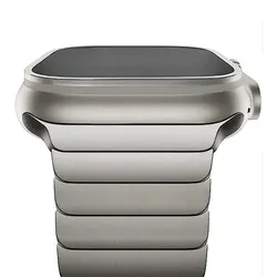 Luxury Stainless Steel Link Bracelet for Smartwatches - Premium Metal Band (Titanium color)