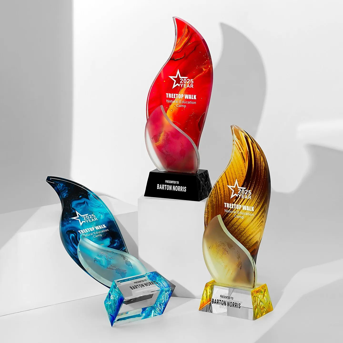 Customized Crystal Trophy, Color Printing Prize Sports Annual Meeting Awards Outstanding Employee Souvenir, Home Decoration, 1Pc