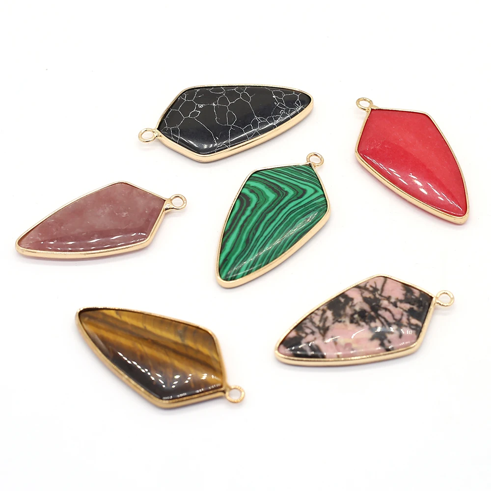 20X40Mm Exquisite Charms Natural Stone Tiger Eye Malachite Quartz Pendant For Women Jewelry Making Diy Necklace Accessories Gift