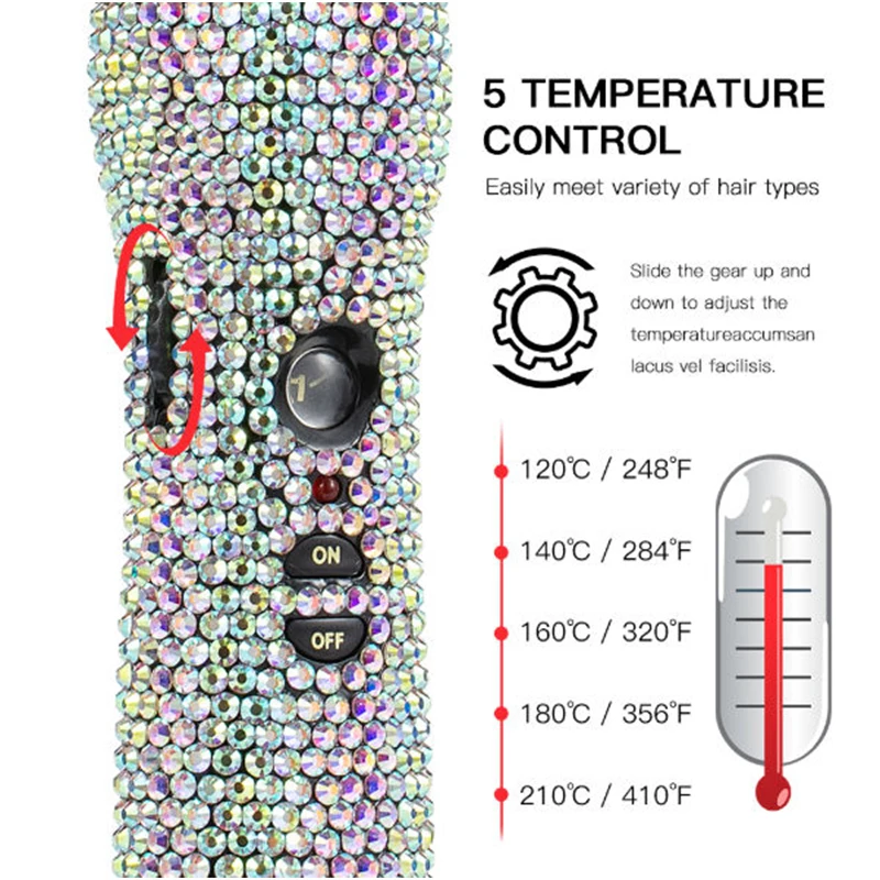 Electric Heating Comb Hair Straightening Rhinestone Hot Comb Curling Iron Heated Brush Peigne Chauffant Cheveux Peigne chaud 3
