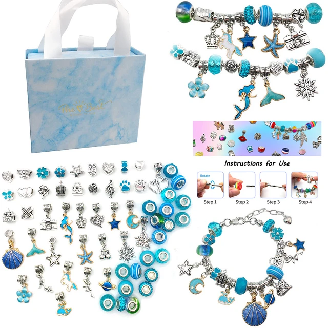 63 Pcs DIY Bracelet Making Kit Charms Necklace Jewelry Making Supplies  Beads DIY Craft Gift Set