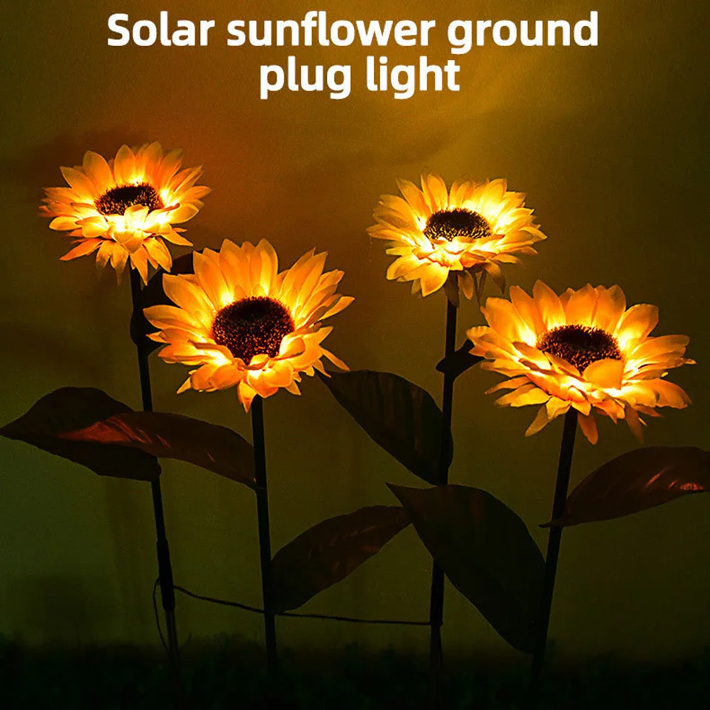 LED Sunflower Lawn Atmosphere Light Waterproof Solar Decorative Pathway Landscape Lights  Easy Installation for Courtyard