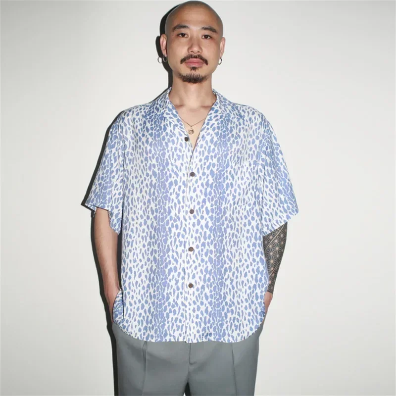 

GYM Oversized New Summer WACKO MARIA HAWAIIAN SHIRT 1:1 Men Women Short Sleeve Leopard Print High Quality Tops