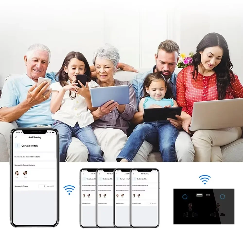 Melery Matter Thread Smart Wall Socket Tempered Glass USB Type-c Fast Charge Port 20W by Homekit Alexa Google Home SmartThings 6