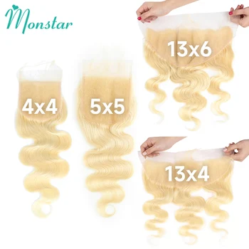 613 Blonde Body Wave 13x6 13x4 HD Lace Frontal PrePlucked Brazilian Remy Human Hair 5x5 HD Lace Closure 180% Density Closure 4x4 1