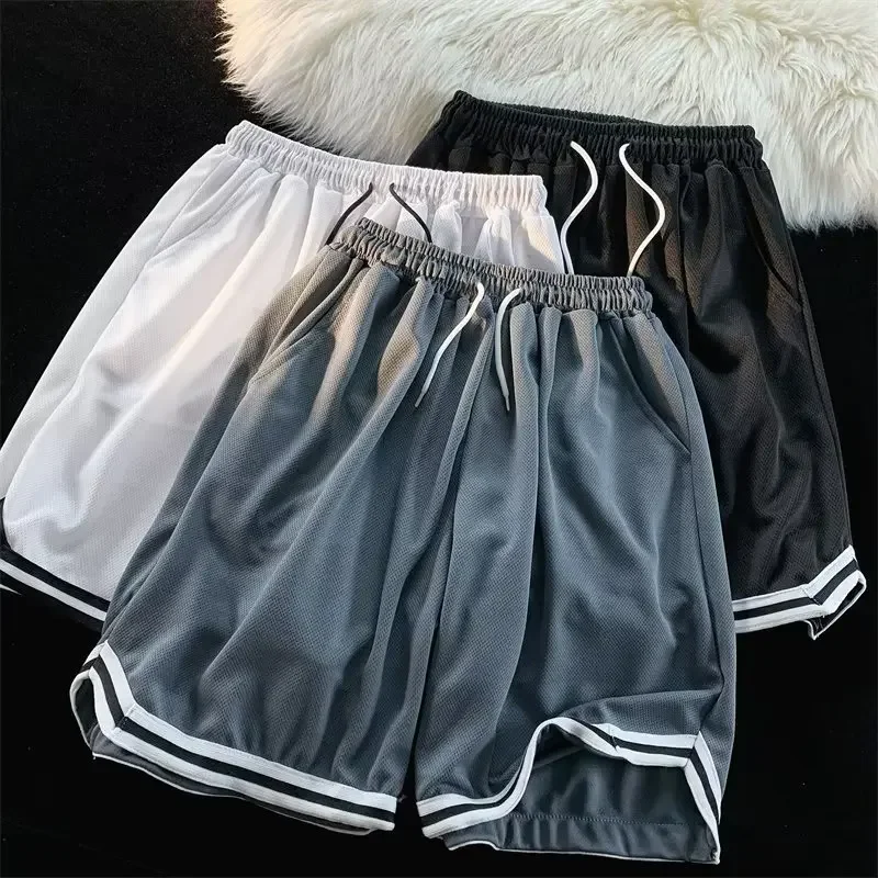 Casual Men's Short Pants INS Trendy Solid Color Simple Contrast Color Splicing Loose Straight Tube Sensation Five Parts sports shorts