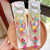 Disney Kawaii Beaded Bracelet Elsa Anna Frozen Princess Anime Jewelry Cute Sparkling Bead Bracelet Girls Kids Birthday Gifts 3