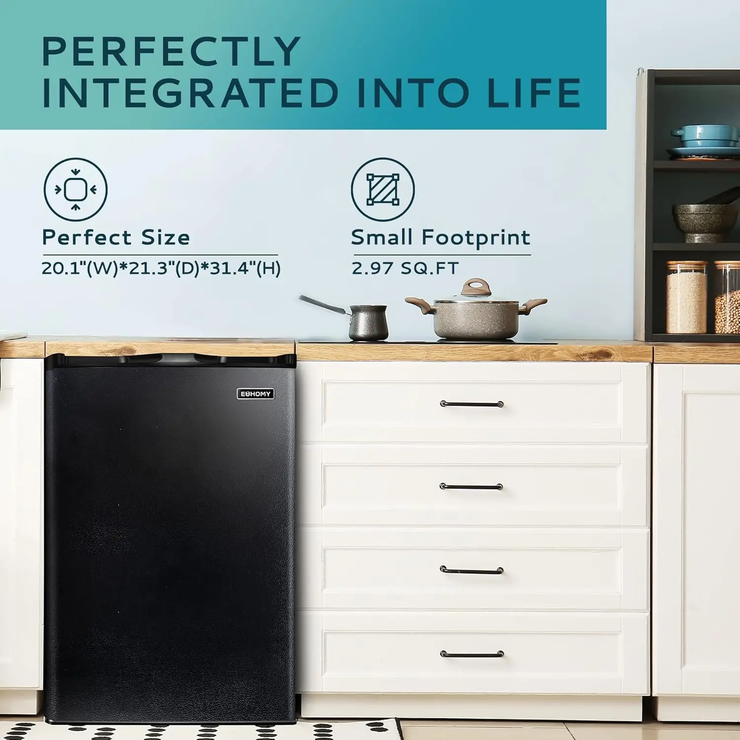 Single Door Compact Mini Freezer with Reversible Door, Small freezer for Home/Dorms/Apartment/Office (Black)