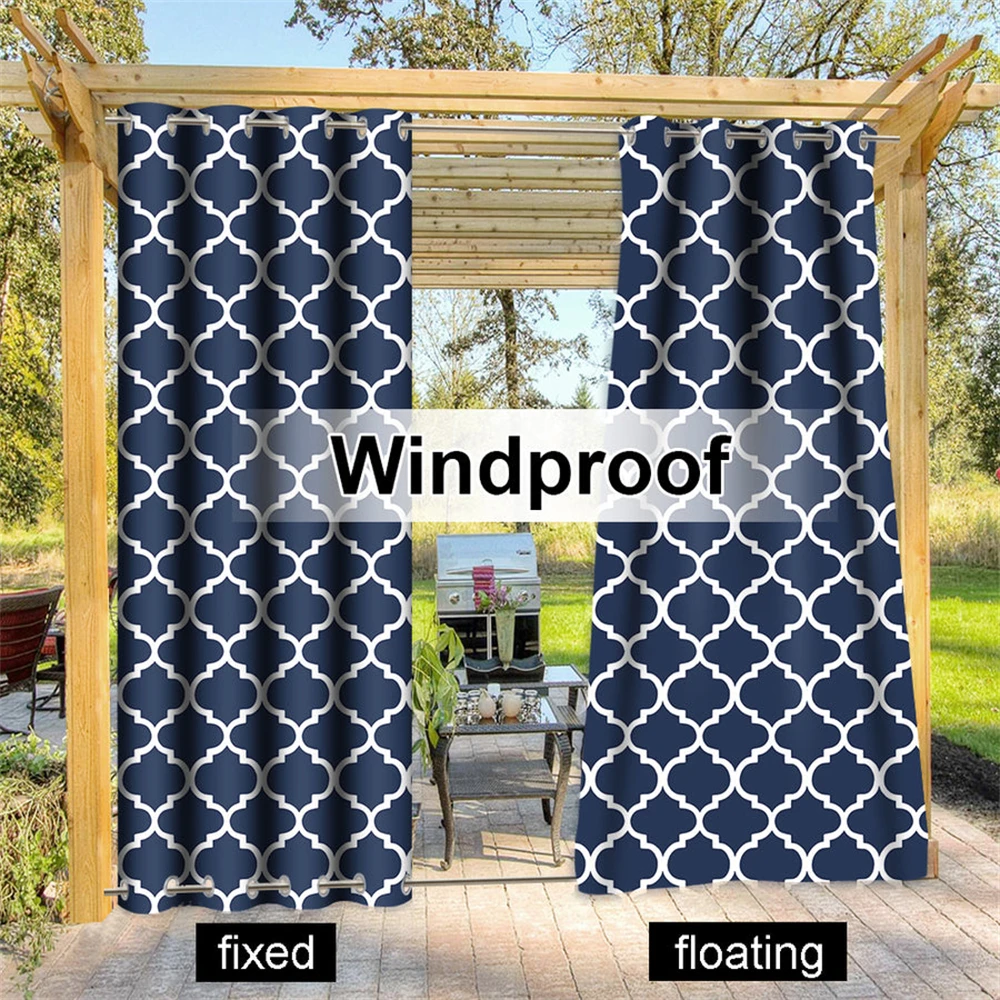 NICETOWN Outdoor Curtain Waterproof Extra Patio Windproof Energy Saving Top and Bottom Stainless Steel Grommets for Porch