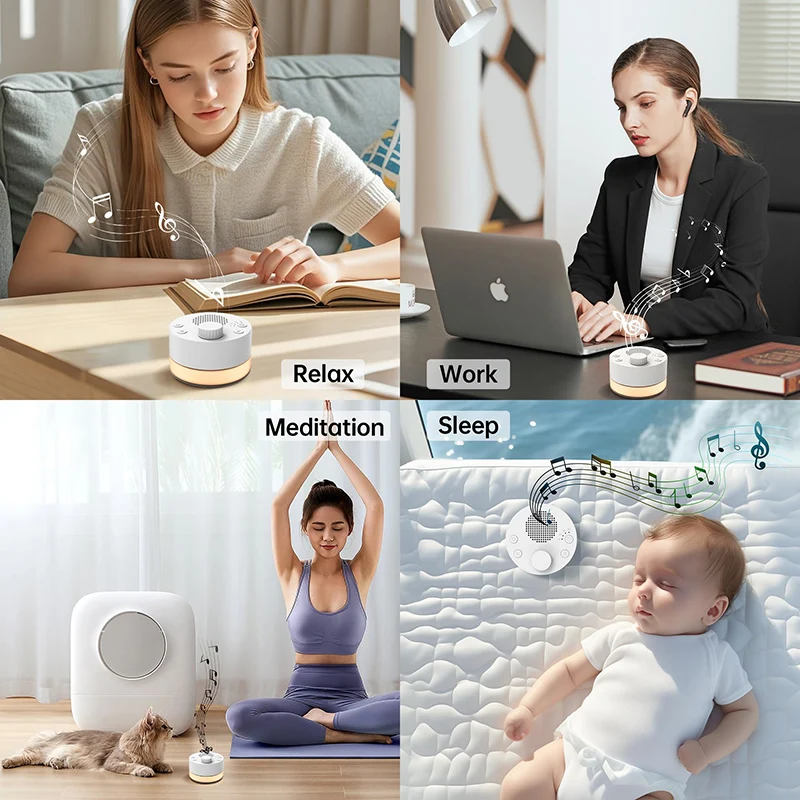 2025 White Noise Machine 24 Sleep Soothing Sounds Portable Baby Sleep Machine Night Lights Memory Function For Baby Kids Adults