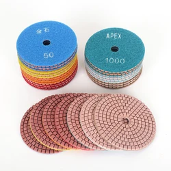 5PCS/Set 4 Inch 100mm Red Diamond Wet Polishing Pads Kit  For Granite Stone Concrete Marble Polishing Use Grinding Discs Set