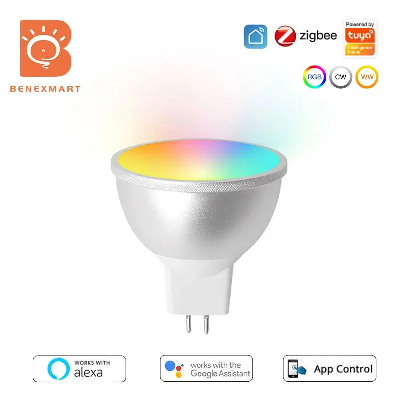 Benexmart Tuya Zigbee Smart Led Light Bulb MR16 12V RGBCW Dimmable Spotlighting Homekit Siri Alexa Google Home via ZMHK-01 Hub