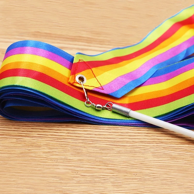 Gymnastics Ribbon 2M/4M Colorful Gym Ribbons Dance Ribbon Rhythmic Art Gymnastic Ballet Streamer Twirling Rod Stick For Gym Training Professional