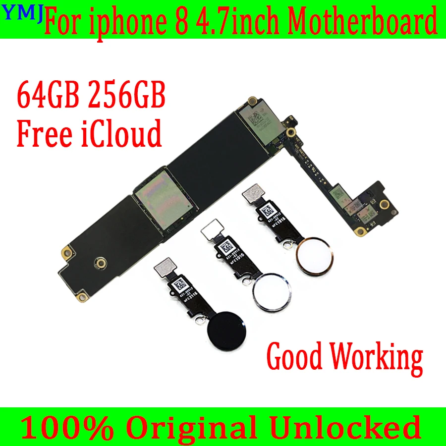 

Free Shipping Mainboard For IPhone 8 4.7“Motherboard Original Unlocked For IPhone 8 64g/256g Logic Board With/No Touch ID Plate
