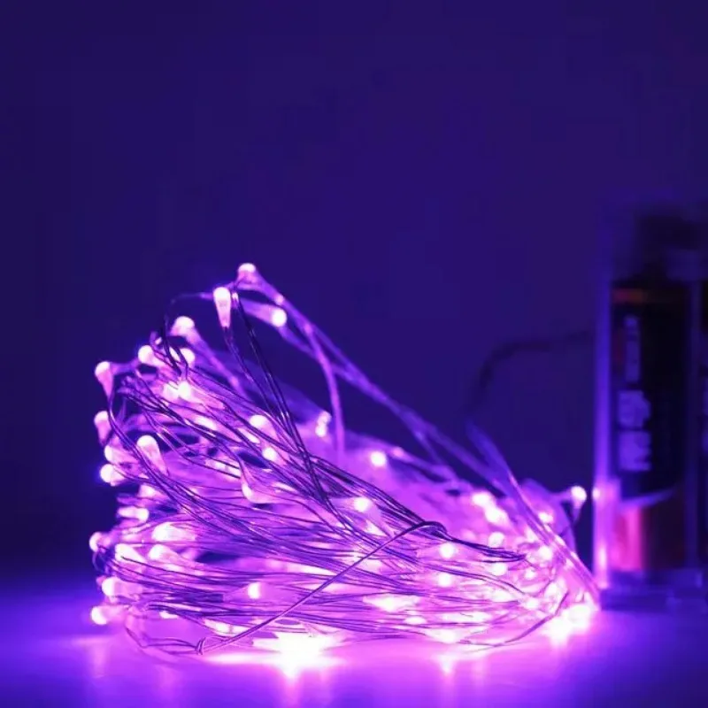 Cadena de luces LED de alambre de cobre de 1/2/3/5/10/30 m con alimentación por USB o por batería para dormitorio, jardín, fiesta, decoración de bodas