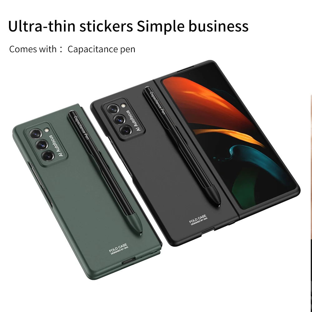 (Optional Pen) Capacitance Pen Slot Case For Samsung Galaxy Z Fold 2 W21 PC Hard Cover Ultra-thin Fitted Funda Z Fold 3 W22 5G