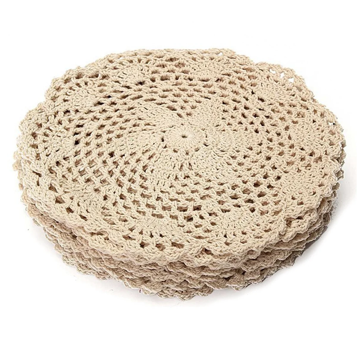 

12Pcs Vintage Cotton Mat Round Hand Crocheted Lace Coasters Crafts