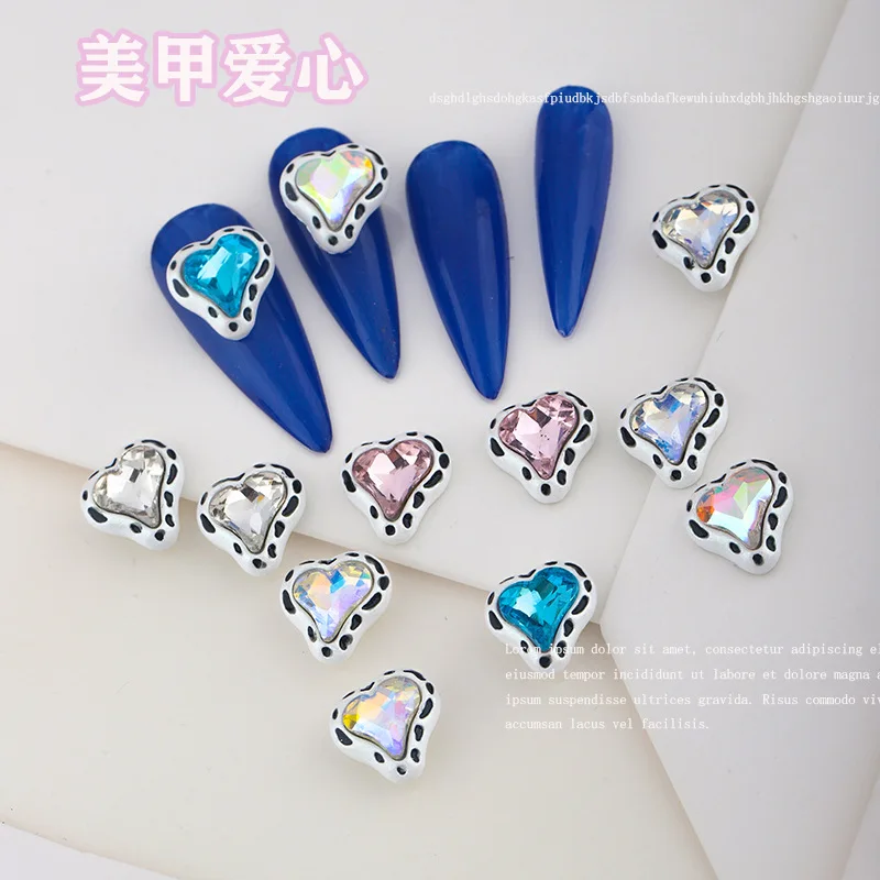 

Net Red New Nail Enhancement Cow Love Diamond Jewelry Alloy Color Cow Skew Diamond DIY Nail Jewelry 5Pcs/Lot Wholesale