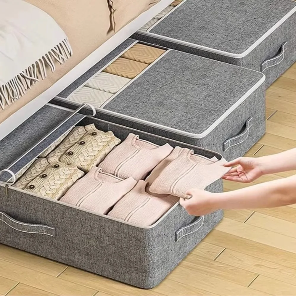 Underbed Storage Bag Moisture-Proof Clothing Storage Foldable Dustproof and  Widening and Thickening Handle Home Organizer Bags 2