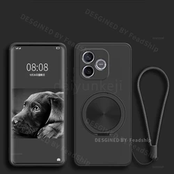 Silicone Magnetic Phone Case with Holder and Screen Protector - Protective Soft Cover for Honor 600 Pro (Black)