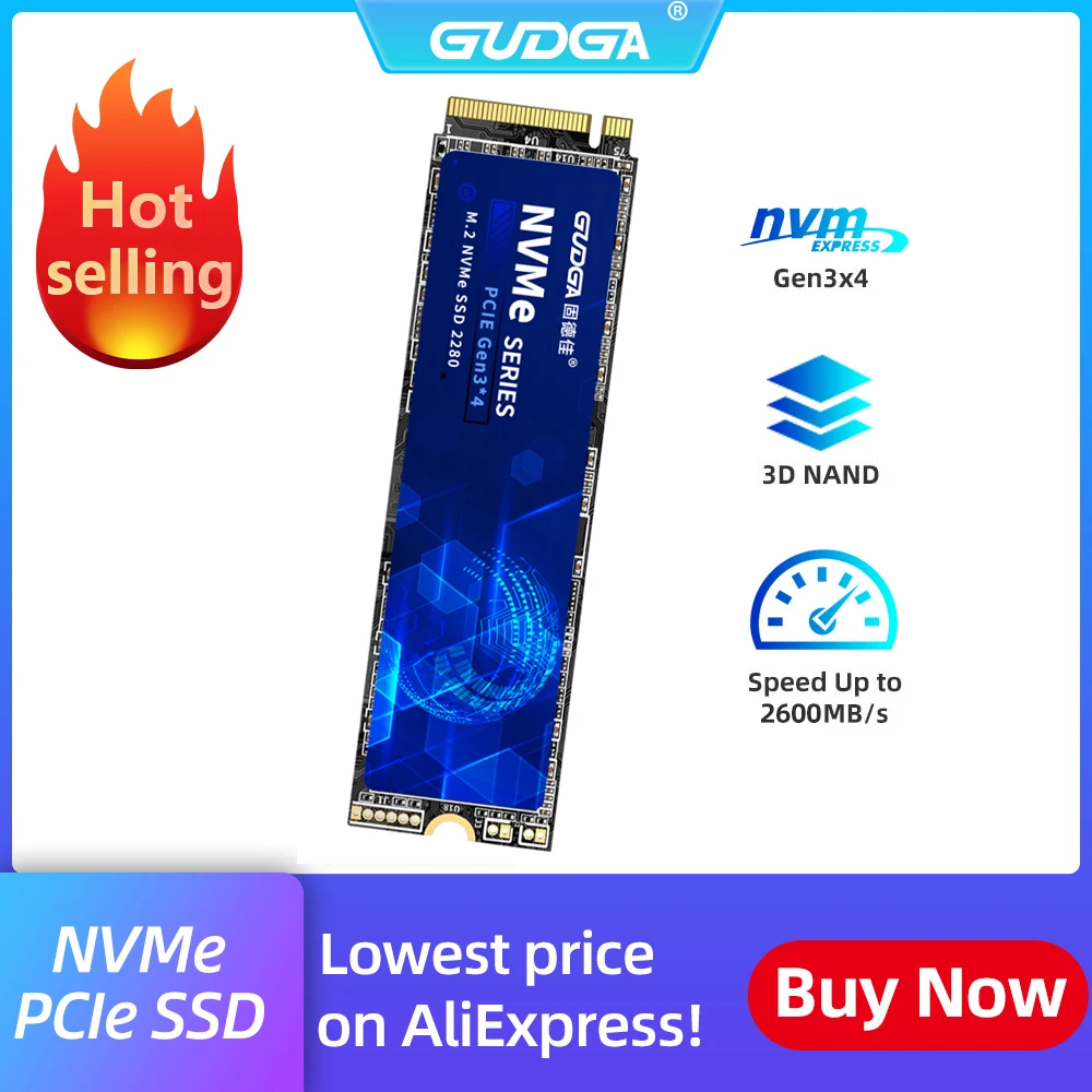 Gudga Nvme m2 Ssd tb 512 gb Ssd Pcie Gen3.0*4 Ssd 2280 M.2 Nvme Ssd 256 gb 128 gb Disco Rígido 2500 mb s Qlc 3d Nand Flash M.2 Unidade Interna de Estado Sólido para Laptop Desktop