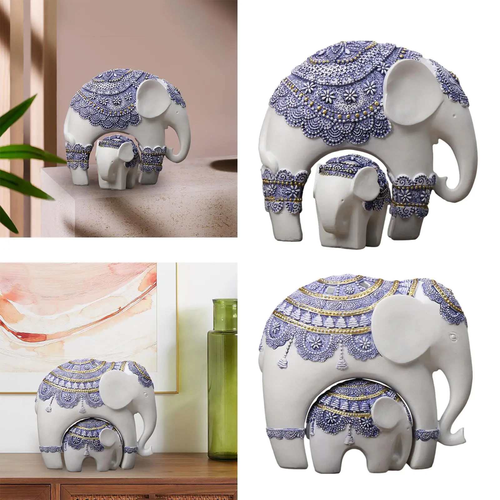 Elephant Animal Statue Ornament Elephant Figurine for Bedroom Office Cabinet