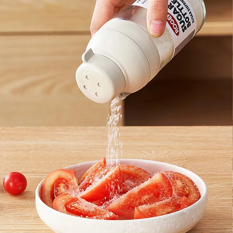 Double Outlet Salt and Sugar Shaker Top Hole for Salt Side Hole for Sugar Multi Purpose Seasoning Jar