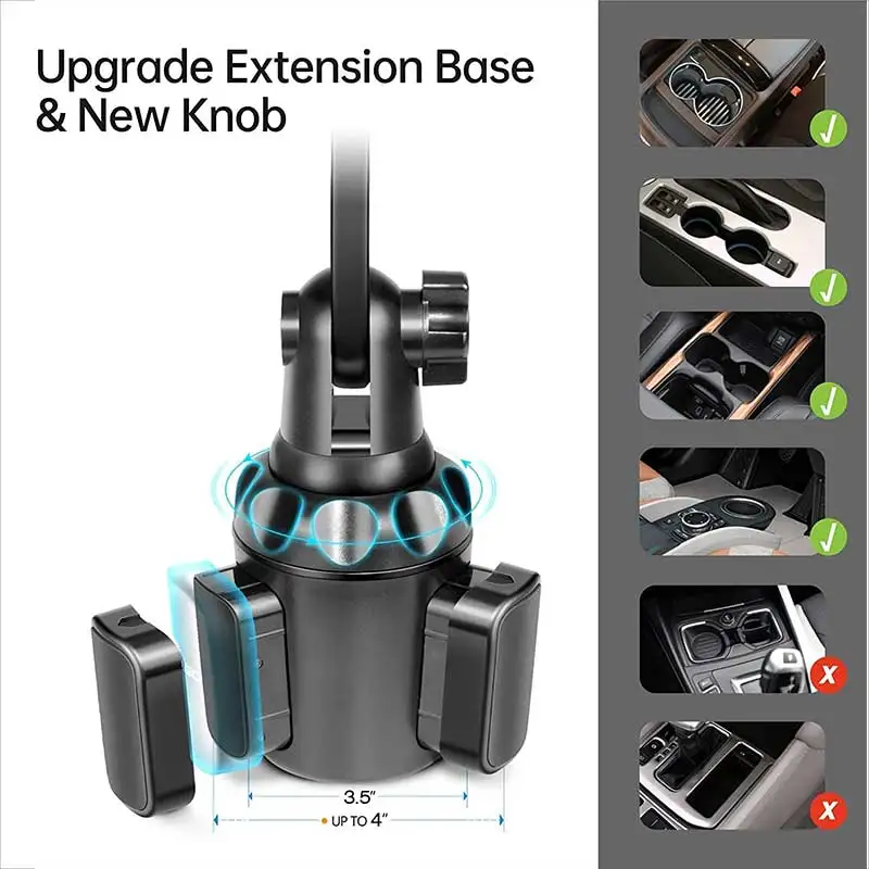 15W Wireless Car Charger and Cup Holder Mount